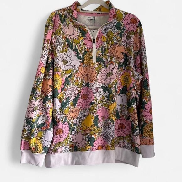 Vera Bradley Bloom Boom Quarter Zip Pullover Cozy Retro Floral Lounge (Size 3X) - Picture 3 of 7